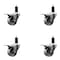 Service Caster 3'' Semi Steel Swivel 1-1/4'' Expanding Stem Caster Set Total Lock Brake, 4PK SCC-EXTTL20S314-SSS-114-4 - alternate 1